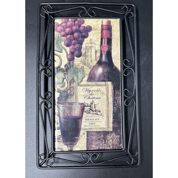 Wine Wall Hangings with Ceramic Tiles and Black Iron Trim Merlot and French 2 - Picture 5 of 12